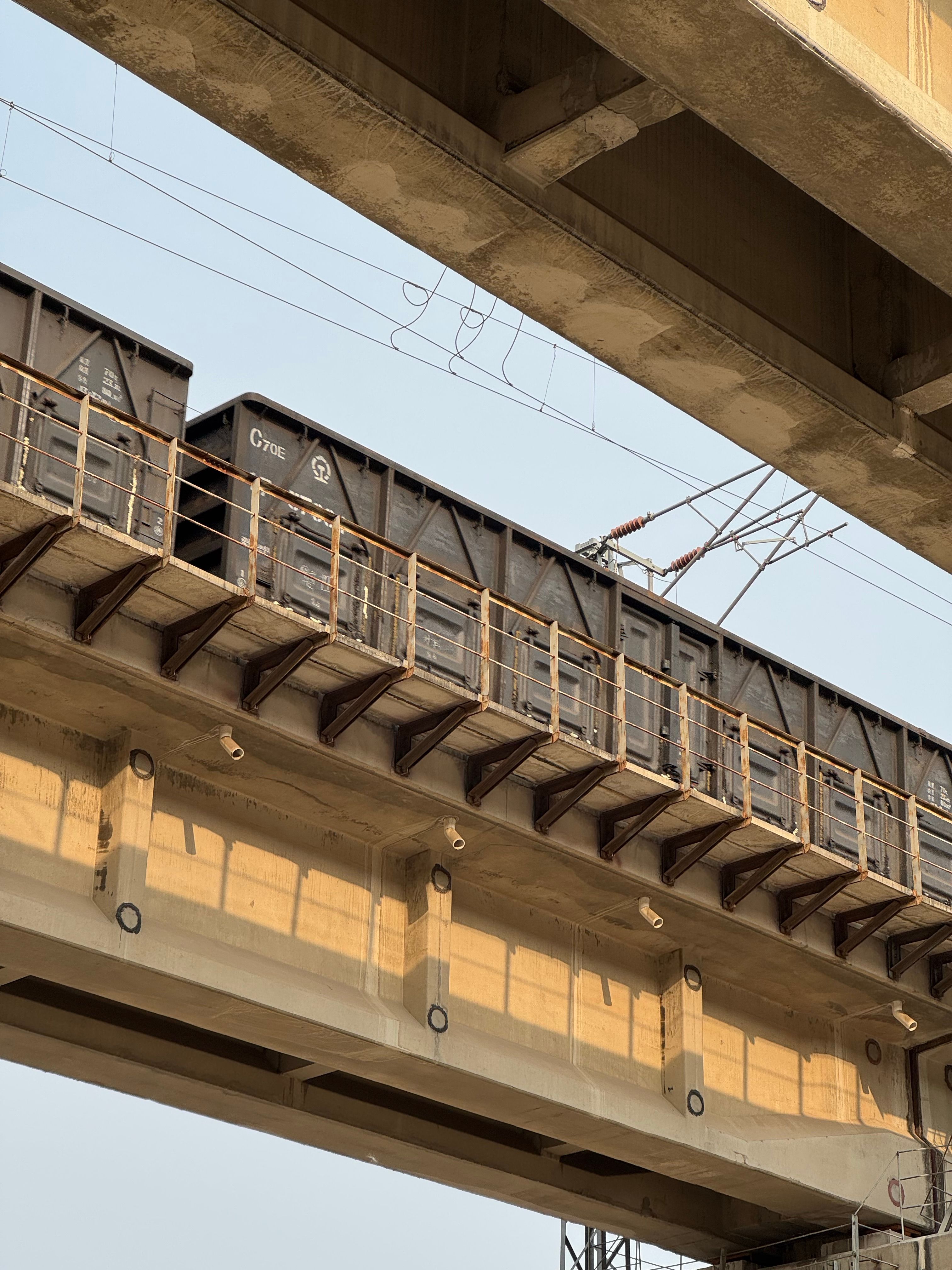 Industrial Railway Bridge with Freight Train · Free Stock Photo
