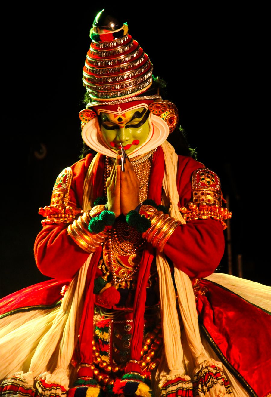 Kathakali performer during a dramatic stage performance