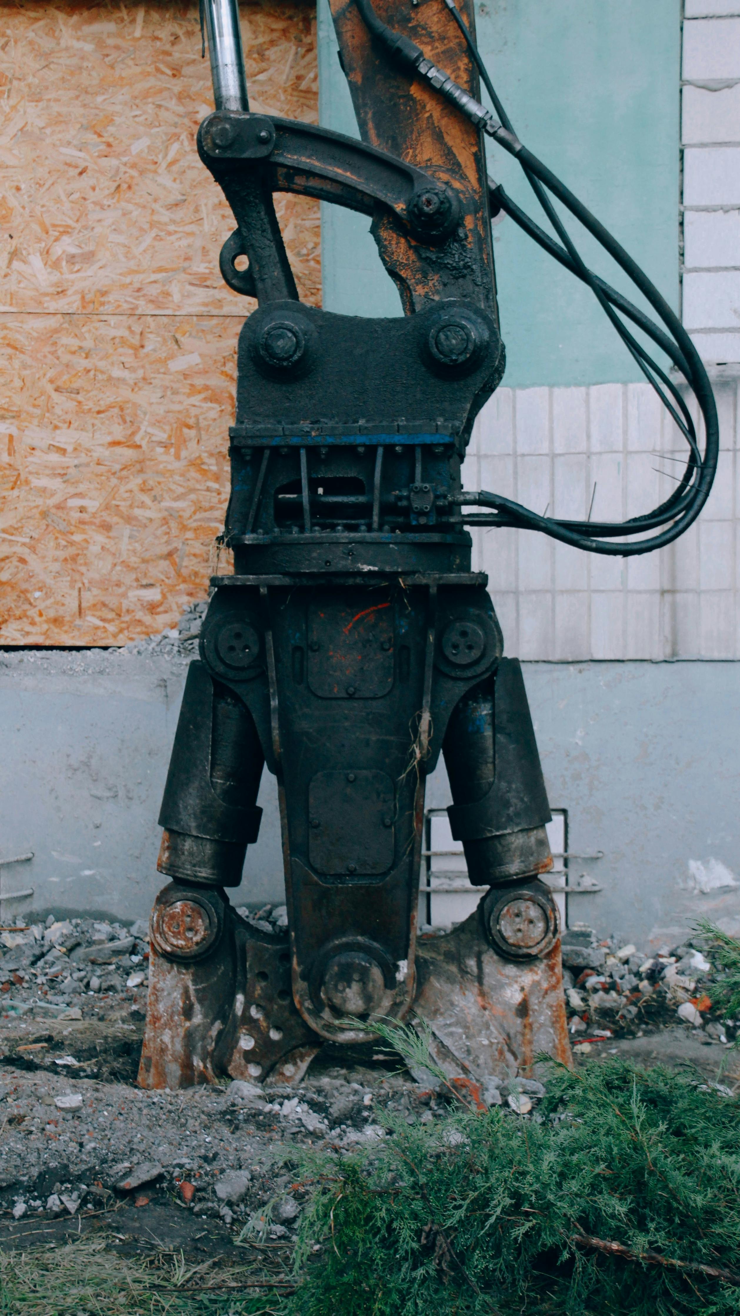 Close-up of construction demolition work with tools