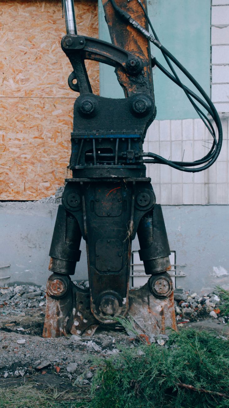 Close-up of construction demolition work with tools