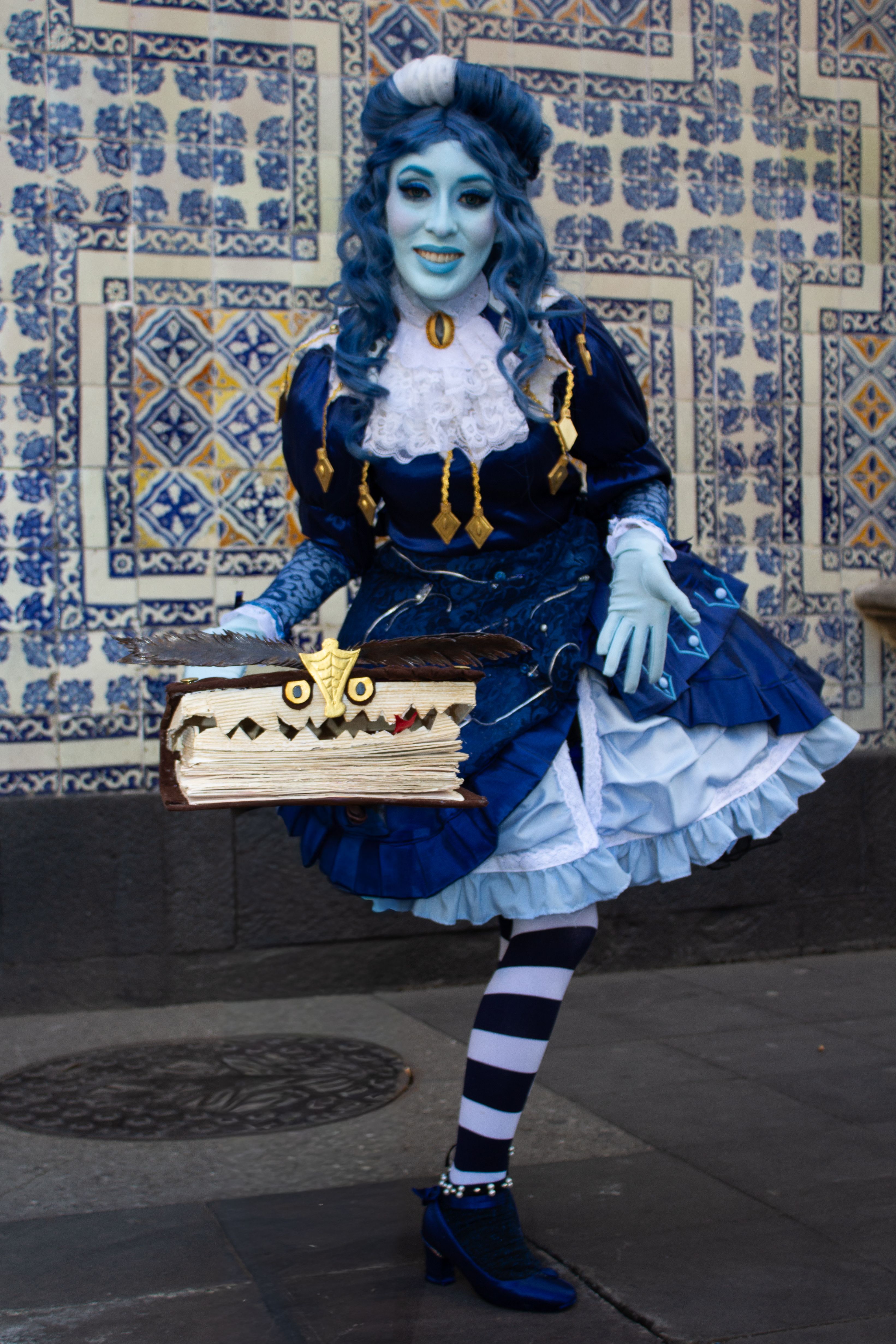 Cosplayer in Elaborate Blue Fantasy Costume  Free Stock Photo