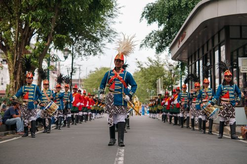 Free Experience the vibrant Keraton soldier parade in Yogyakarta, showcasing cultural heritage and traditional costumes. Stock Photo