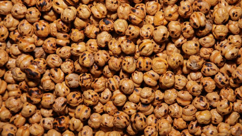 crunchy roasted chickpeas in a small jar