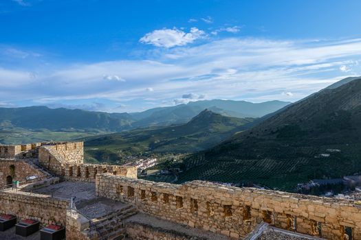 Breathtaking view of the landscape from an ancient castle in Jaén, Andalucía, Spain.
