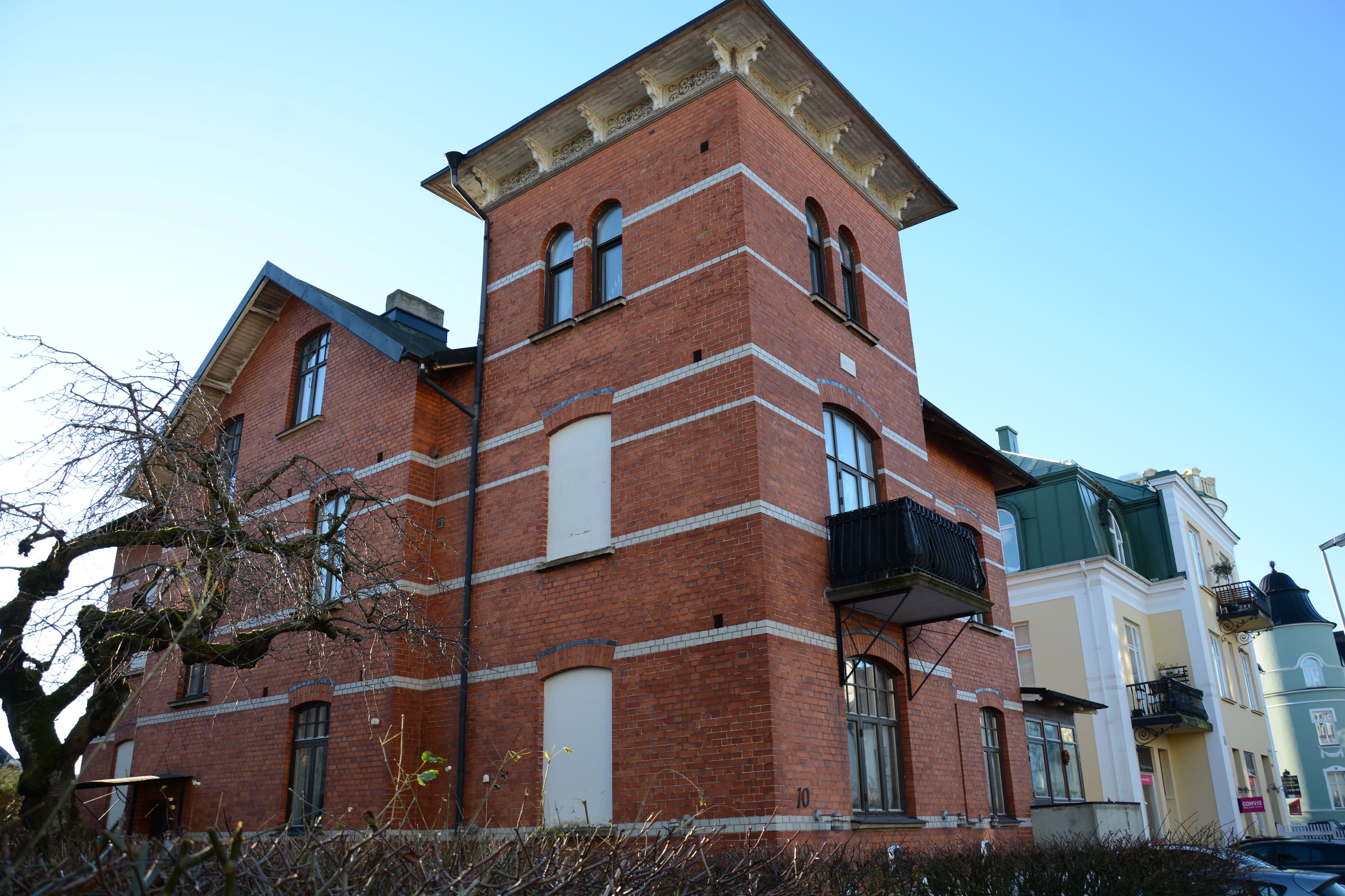Historic Red Brick Building with Tower