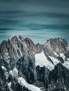 A stunning view of the snow-capped peaks of Mont Blanc, capturing the essence of winter in the Alps.