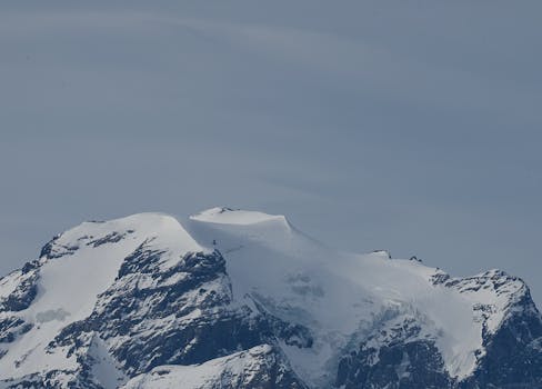 Breathtaking view of snow-covered peaks in Glarus Süd, Switzerland.