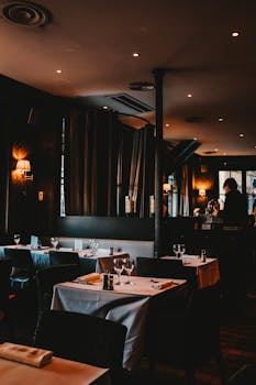 这家餐厅环境精致，餐桌布置优雅，灯光氛围适宜，适合进行精致的用餐