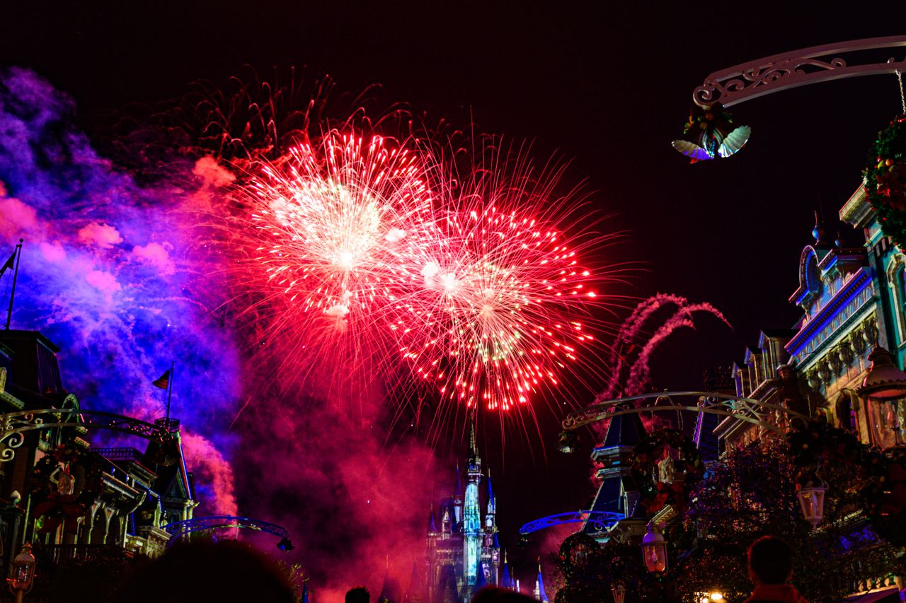 spectacular fireworks illuminate the night sky over disney world in fl