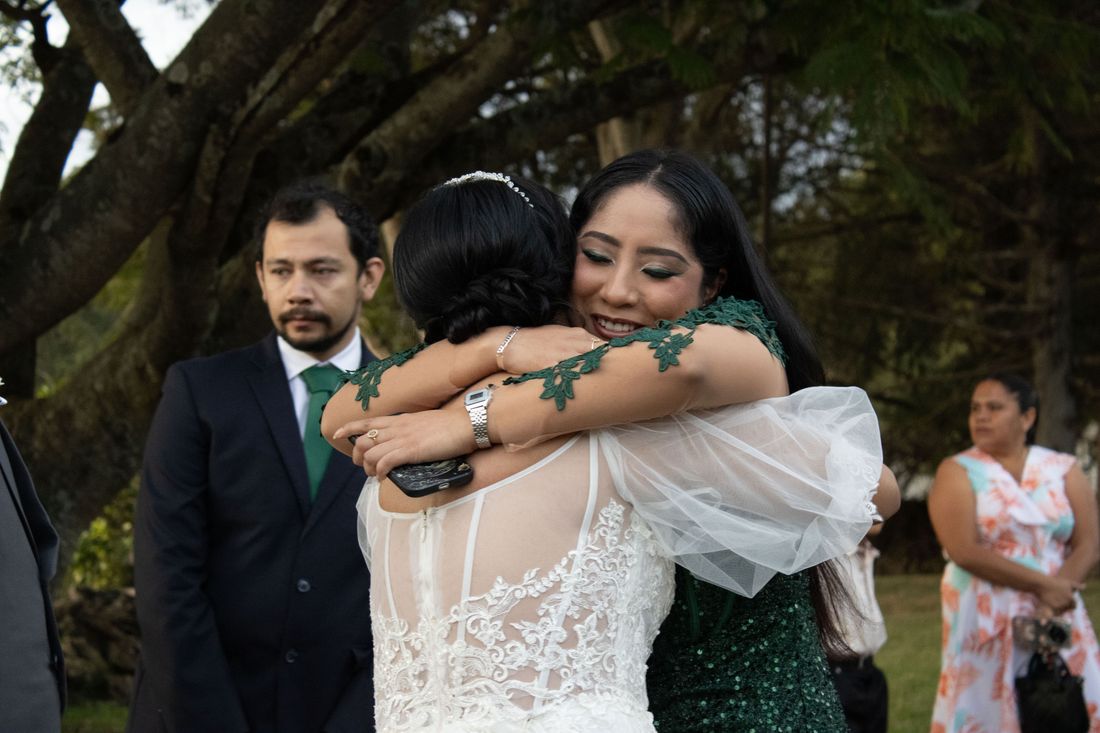 A heartfelt wedding hug