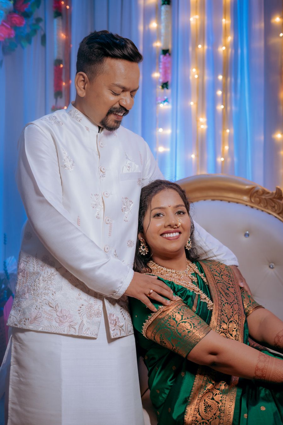 Couple celebrating a special occasion indoors