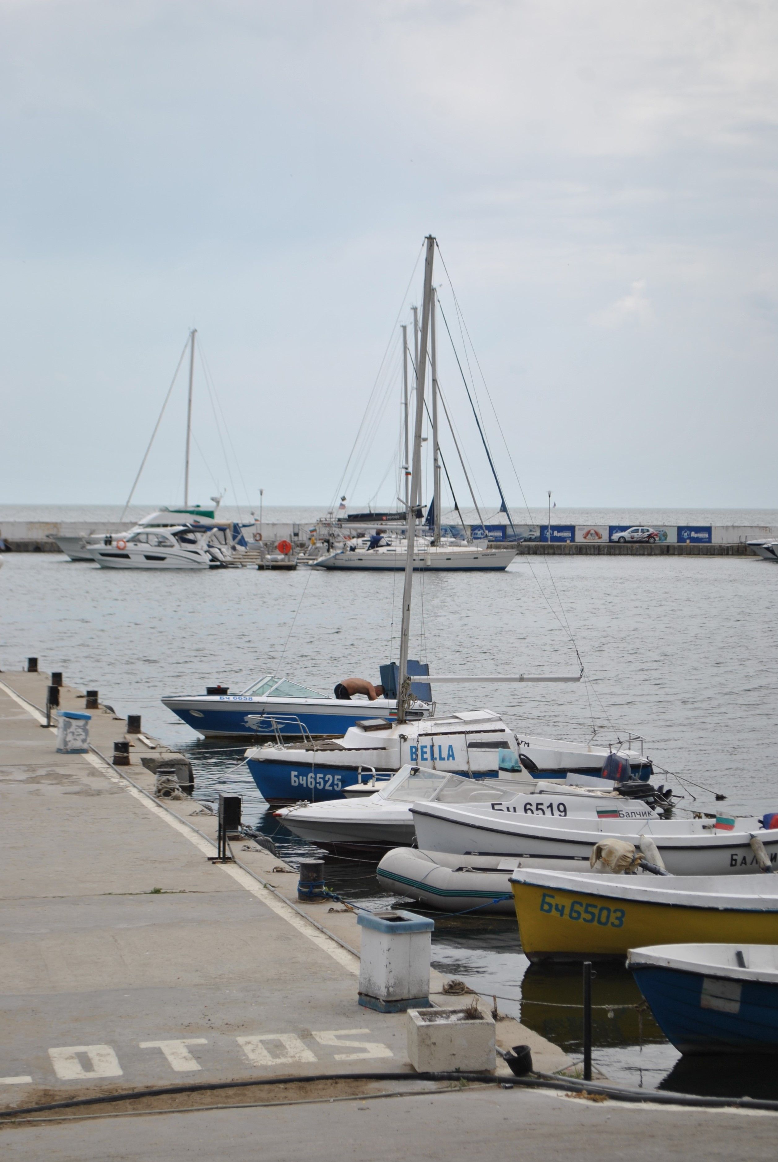 Serene Marina with Docked Boats Under Cloudy Sky · Free Stock Photo