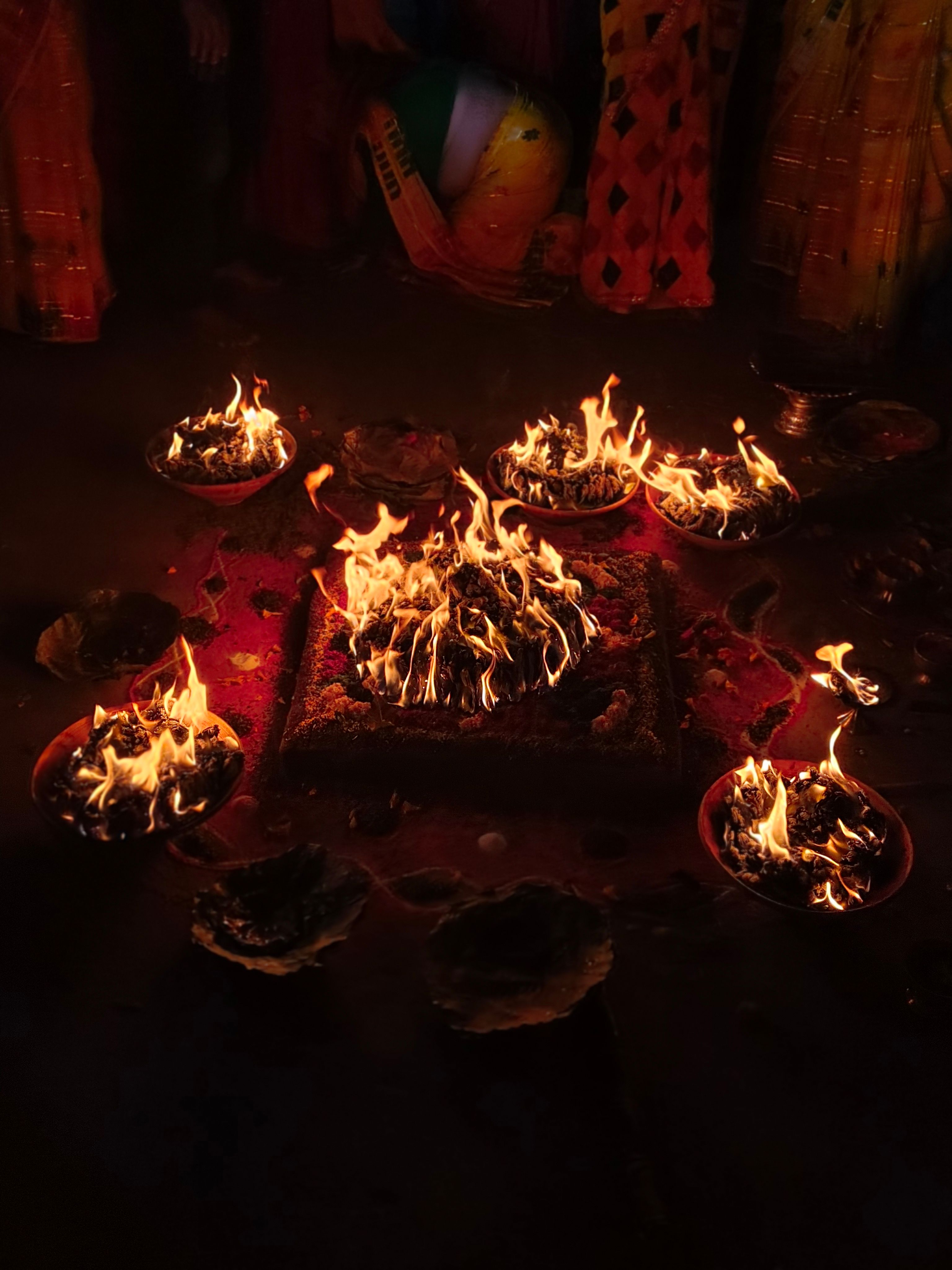 Traditional Fire Ritual Ceremony at Night · Free Stock Photo
