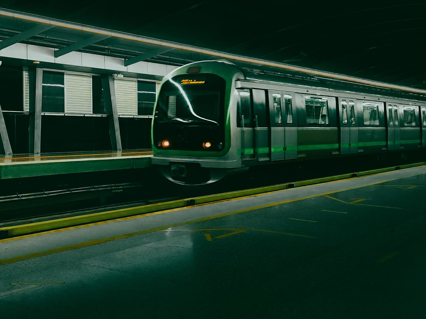 Namma Metro train at a Bengaluru station platform — the Purple Line serves Hopefarm Channasandra, walkable from the site