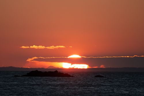 Free Captivating sunrise over Long Island Sound with vibrant colors in Stamford, Connecticut. Stock Photo