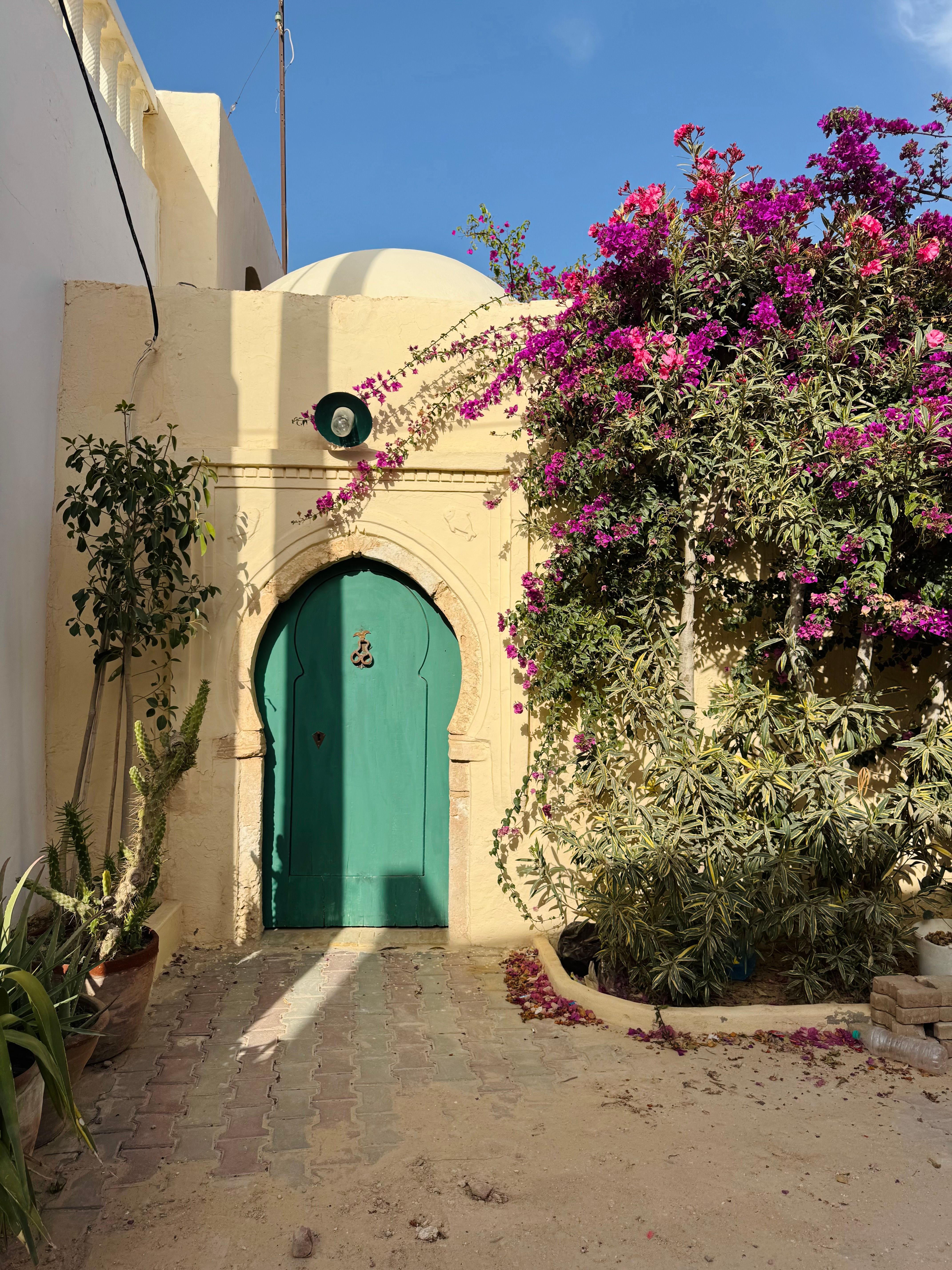 Charming Mediterranean Courtyard with Green Door · Free Stock Photo