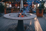 Outdoor Fireplace at Cozy Kyiv Holiday Market