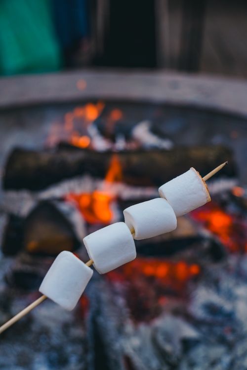 Free Close-up of marshmallows being roasted over a campfire, creating a cozy outdoor atmosphere in Kyiv, Ukraine. Stock Photo