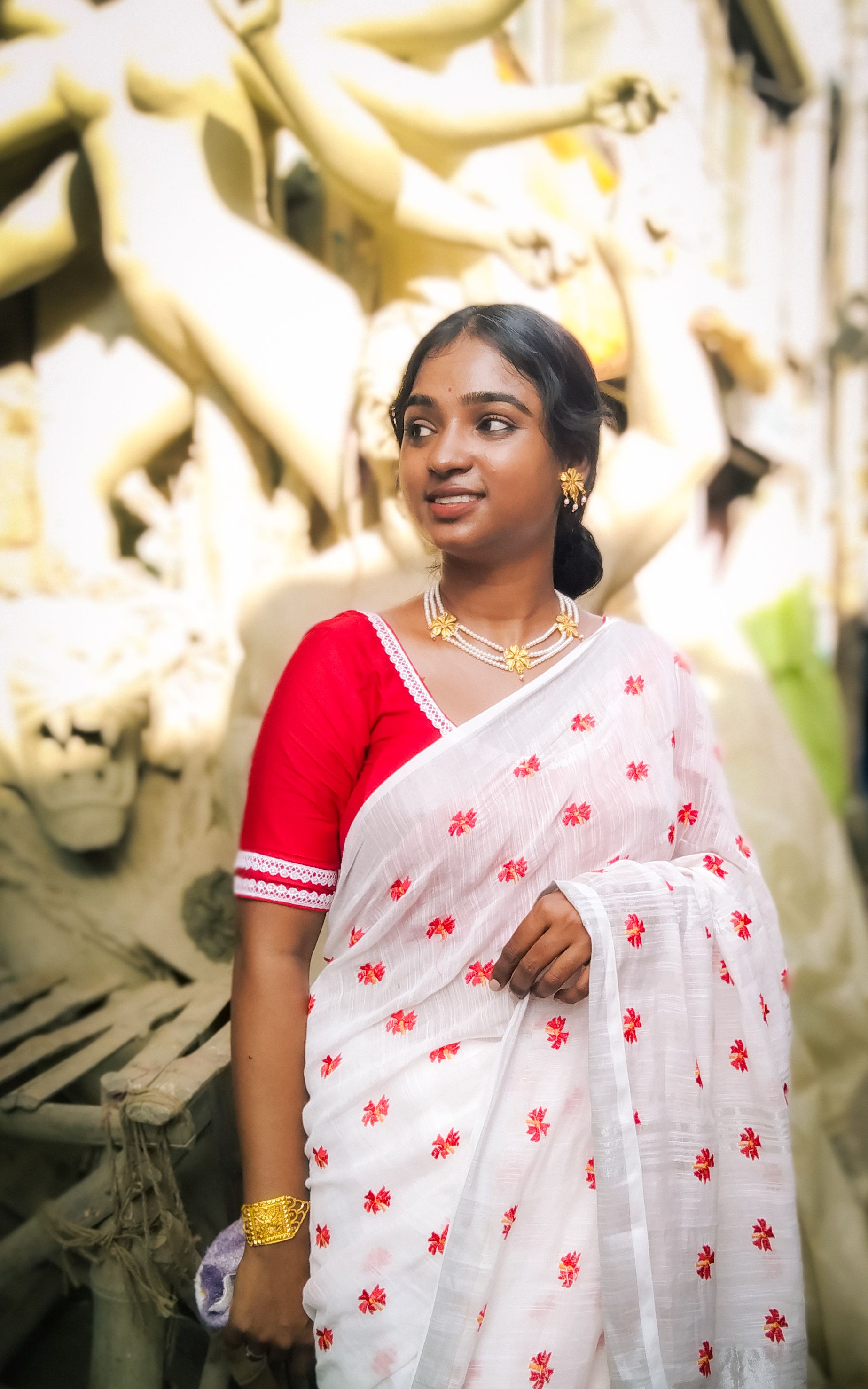 Elegant Woman Posing in Traditional Indian Saree · Free Stock Photo