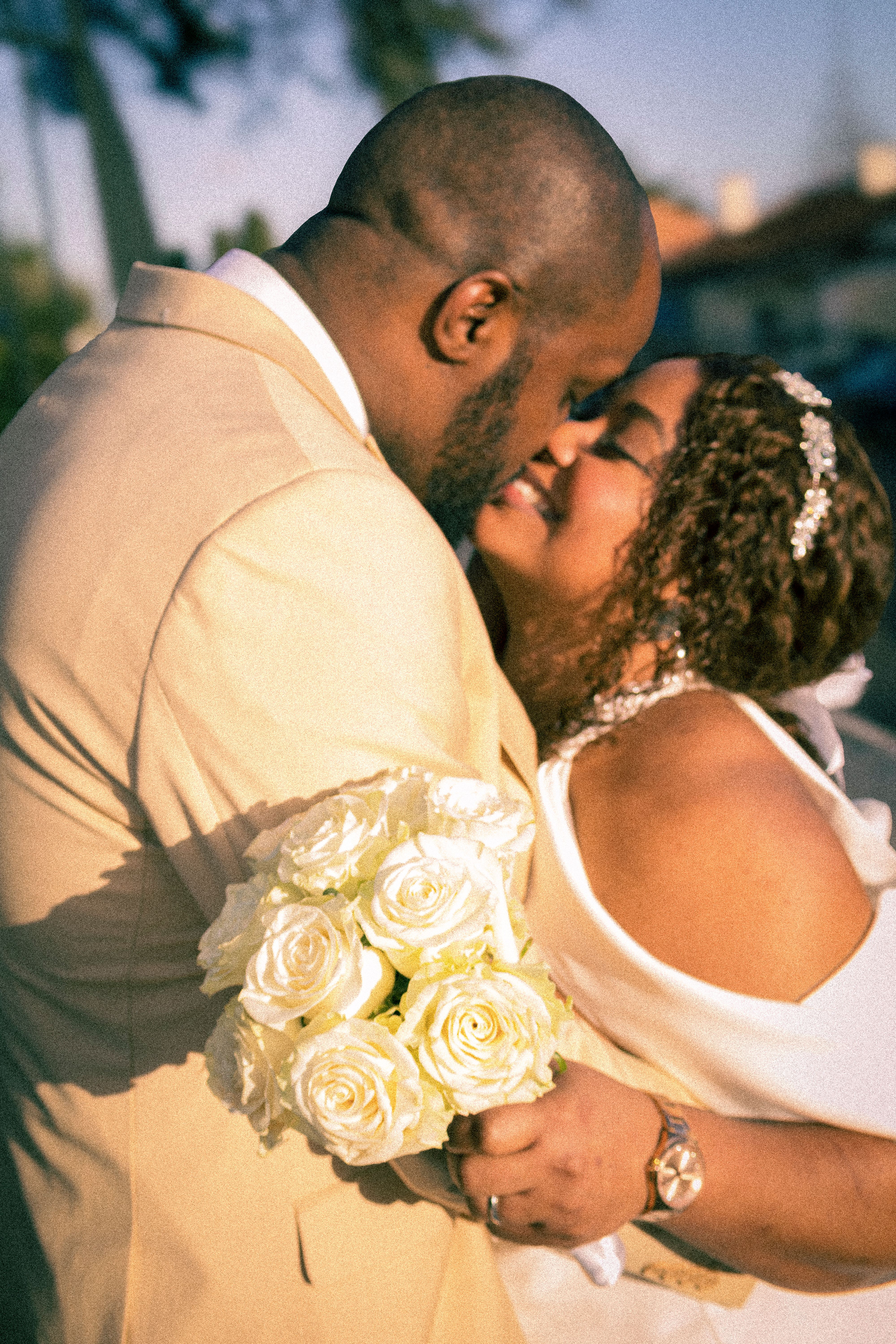 Romantic Outdoor Wedding Couple Embrace · Free Stock Photo