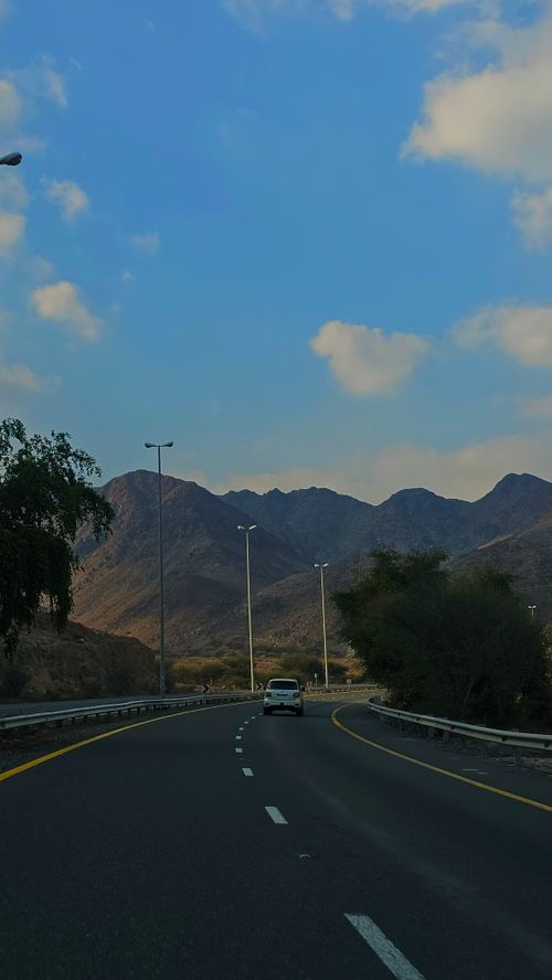 Free Road leads to Masafi, from Fujairah  United Arab Emirates . Stock Photo