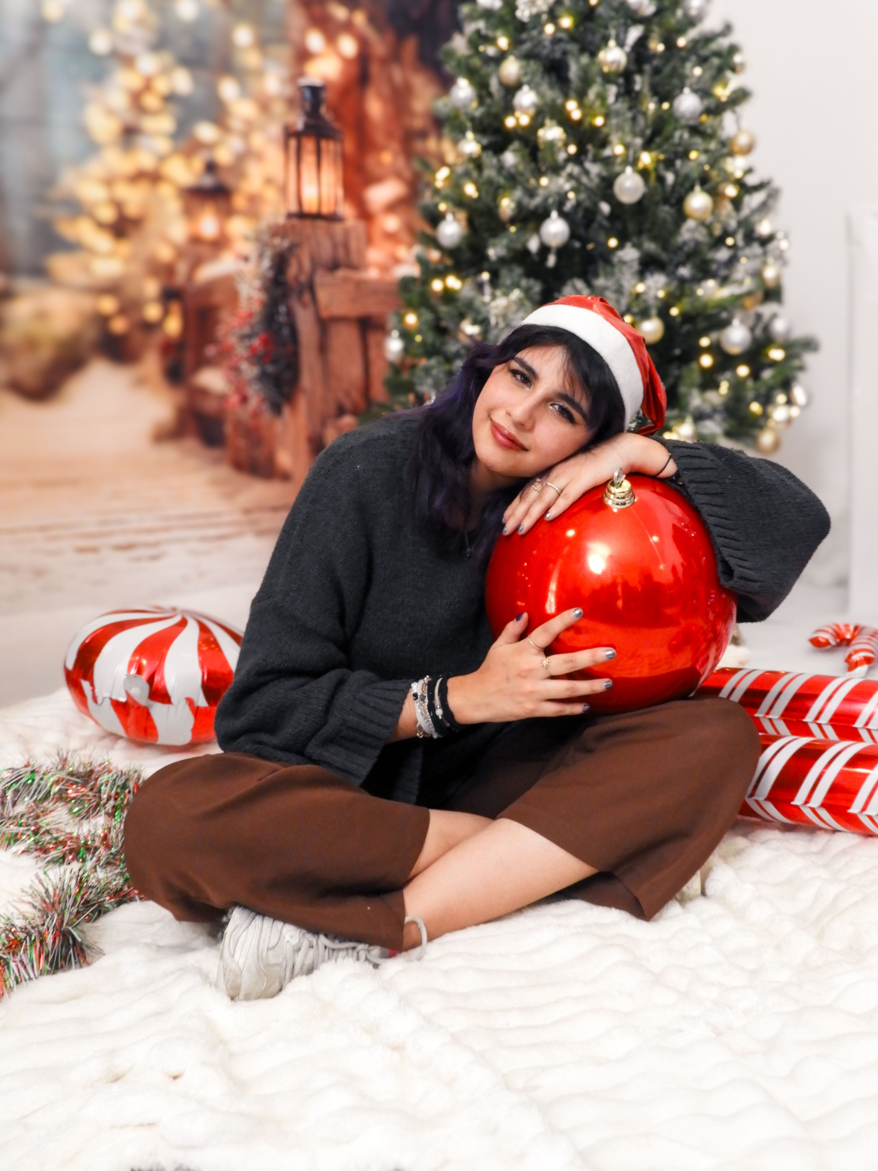 Festive Holiday Portrait of Woman with Christmas Decorations · Free ...