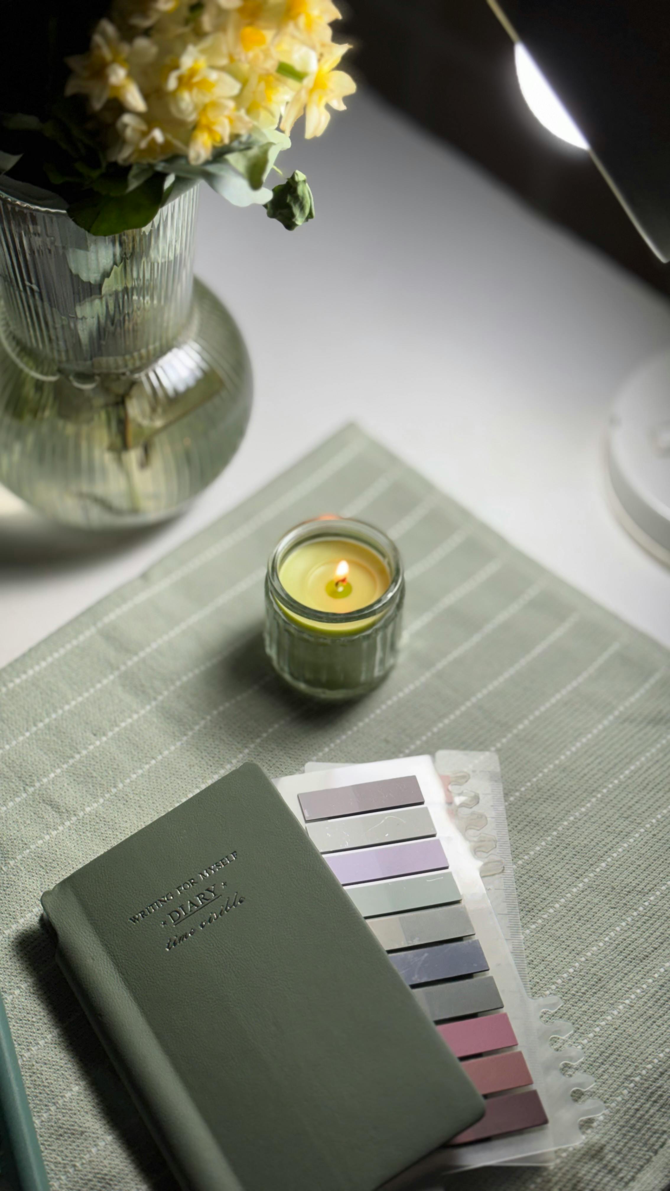 Minimal journal layout with pen and notebook on a light surface