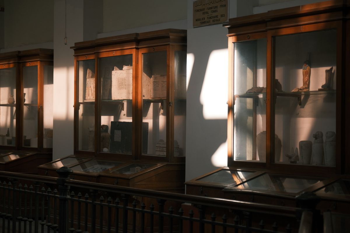 Museum gallery with paintings