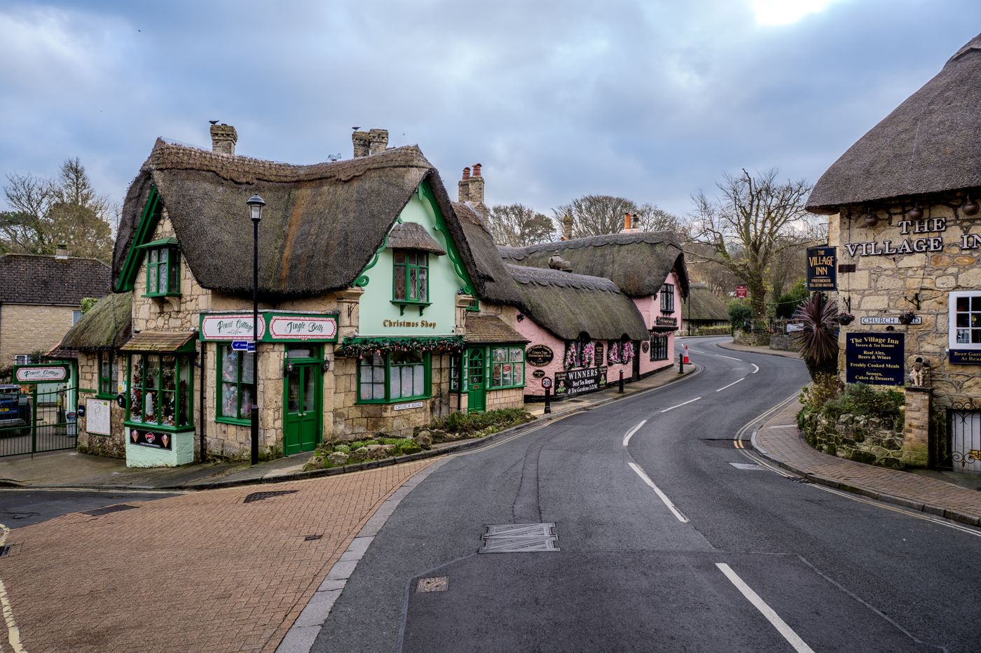 Brick and timber street in historic town