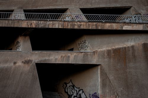 Free Explore the gritty brutalist architecture of Yerevan with urban decay and graffiti. Stock Photo