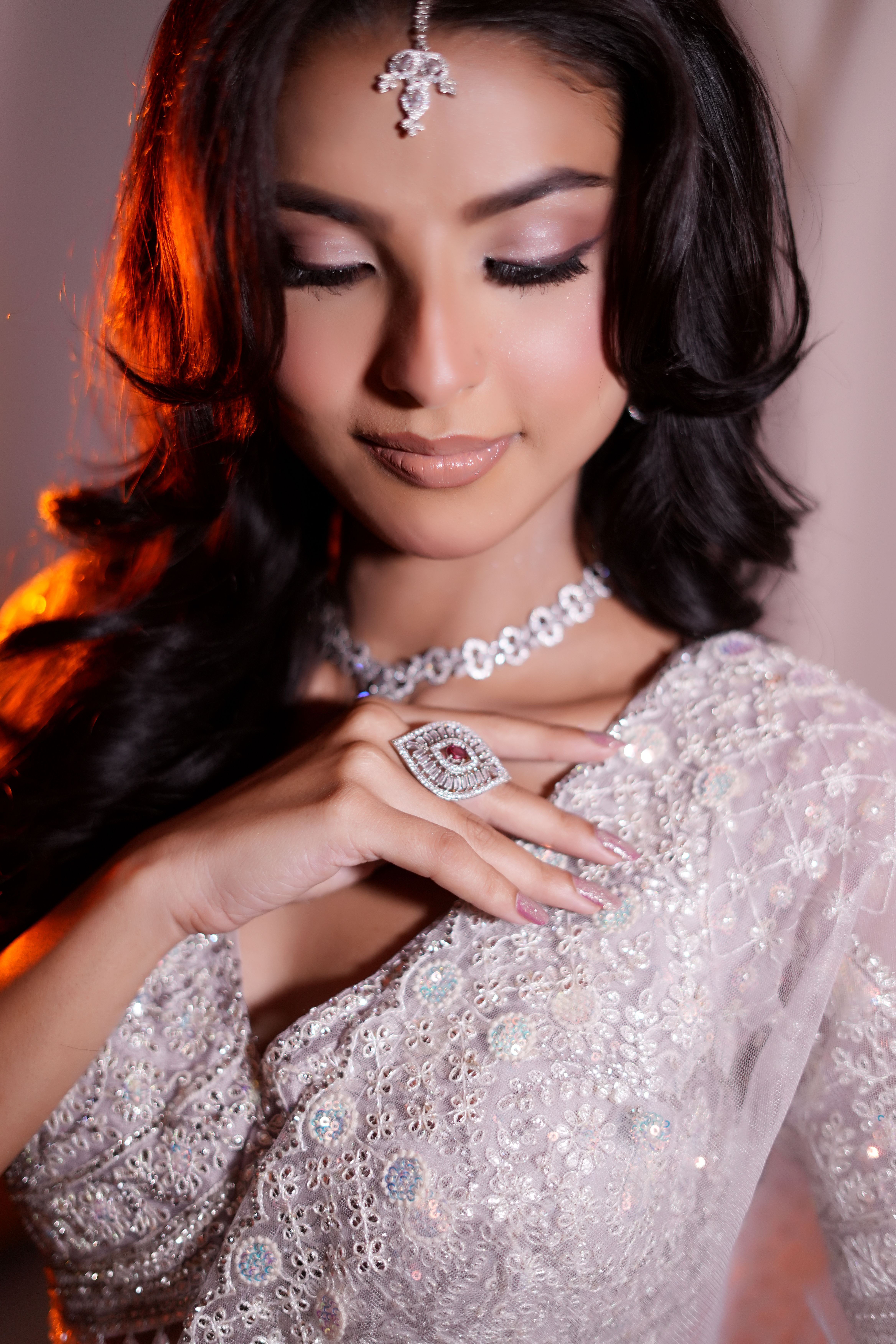 Elegant South Asian beauty portrait in traditional attire
