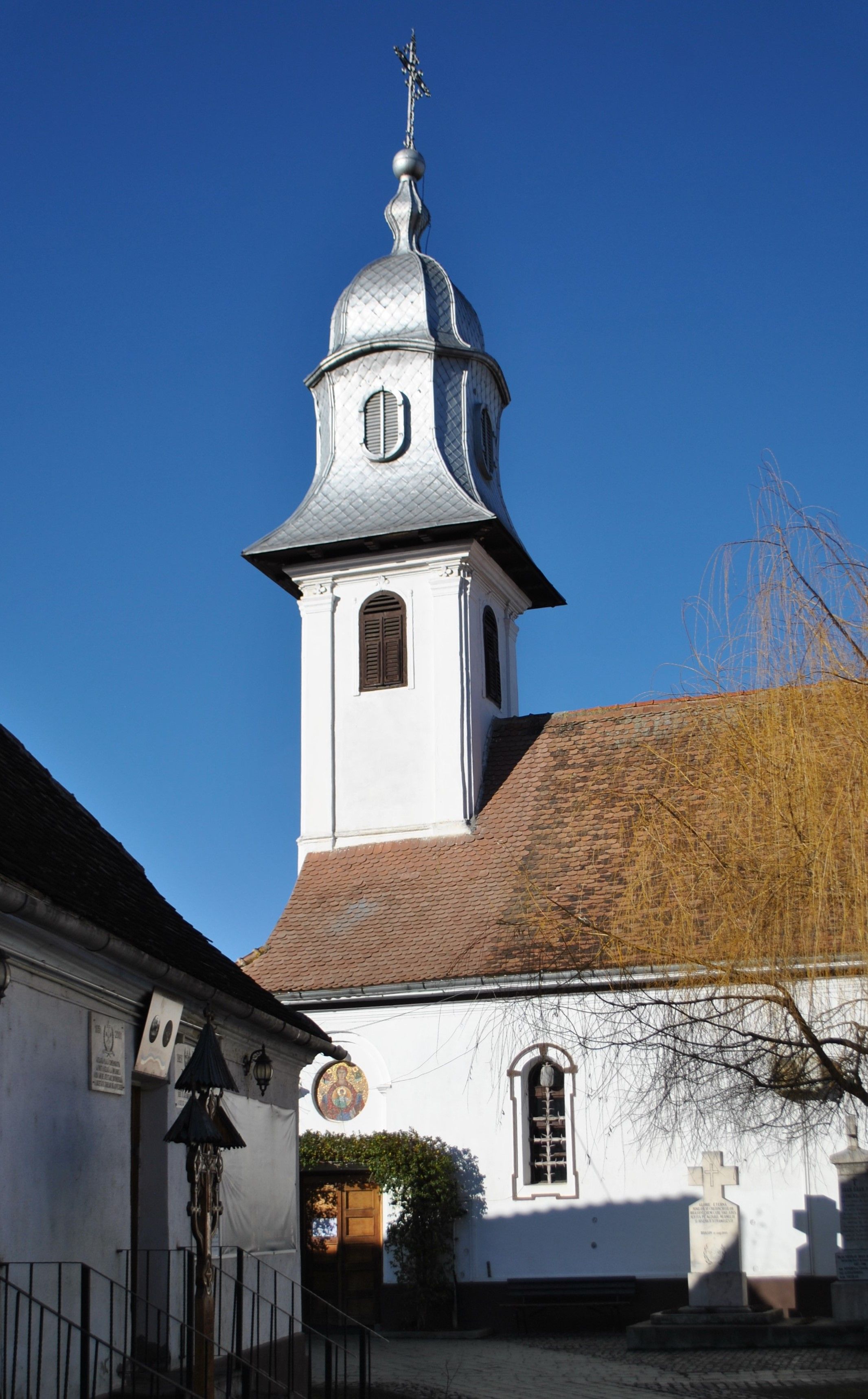 Old European Church Tower Against Clear Sky · Free Stock Photo