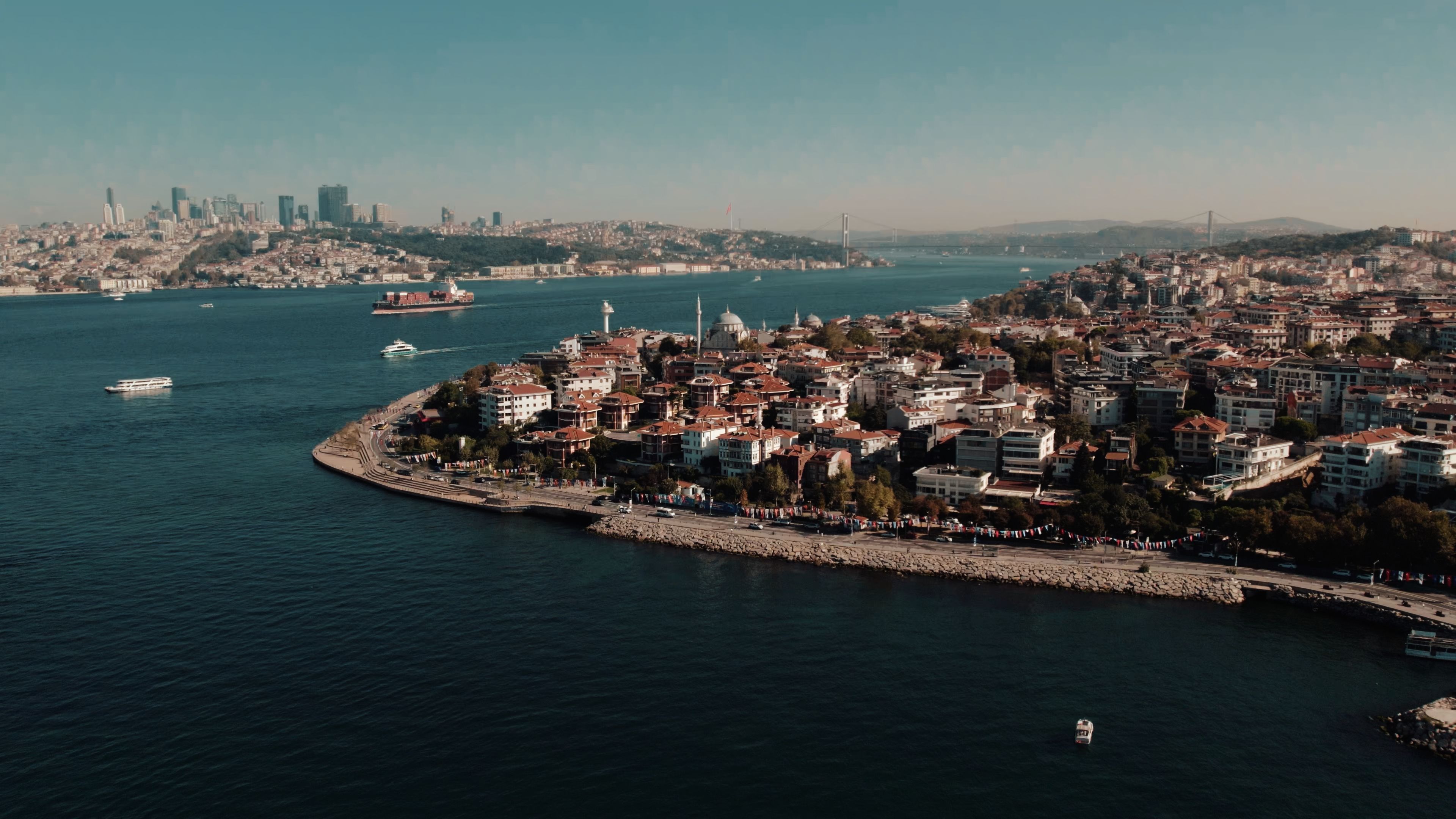 Incredible A Majestic Helicopter Tour in Istanbul Review: Soaring Over Two Continents Review 2026 - Captivating aerial view of Istanbul's Bosphorus with cityscape and waterways.