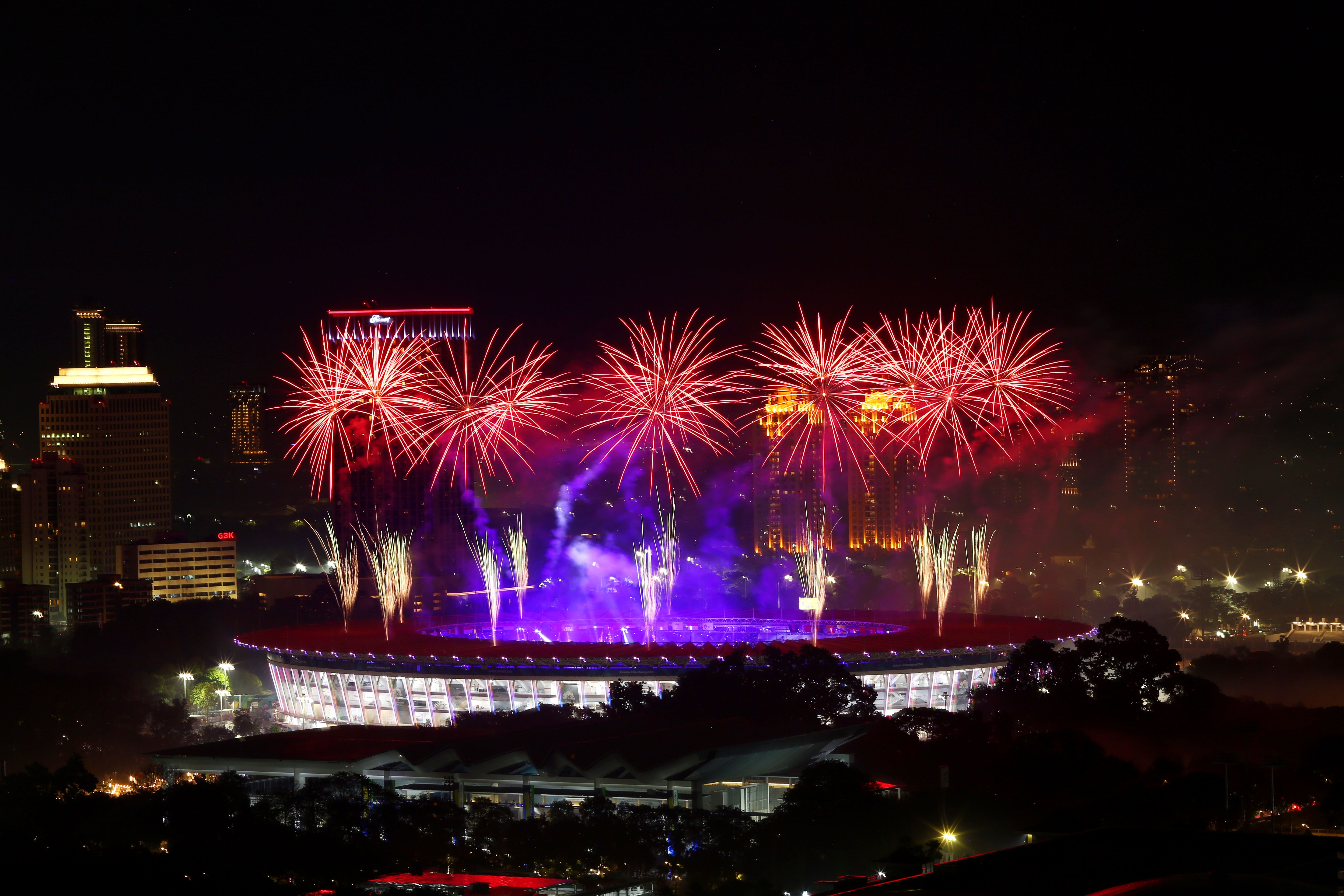 Spectacular Fireworks Over Jakarta Stadium