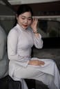 Elegant Woman in Traditional White Ao Dai