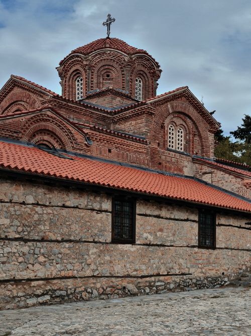 Free Explore the stunning Byzantine architecture of an ancient church in Ohrid, Macedonia. Stock Photo