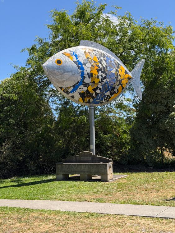Fish Statue Rabat Colorful Mosaic Fish Sculpture in Park Setting · Free Stock Photo