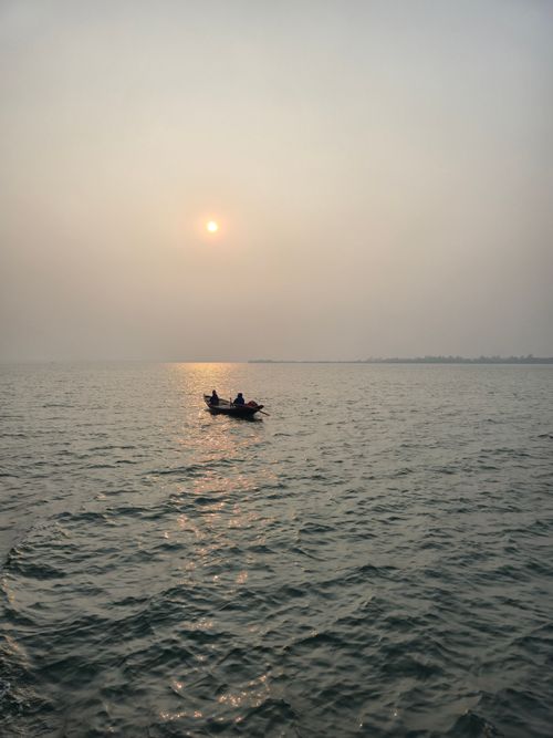 Free a boat on a river  Stock Photo