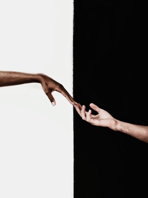 Kostenlos Hände Vor Weißem Und Schwarzem Hintergrund Stock-Foto