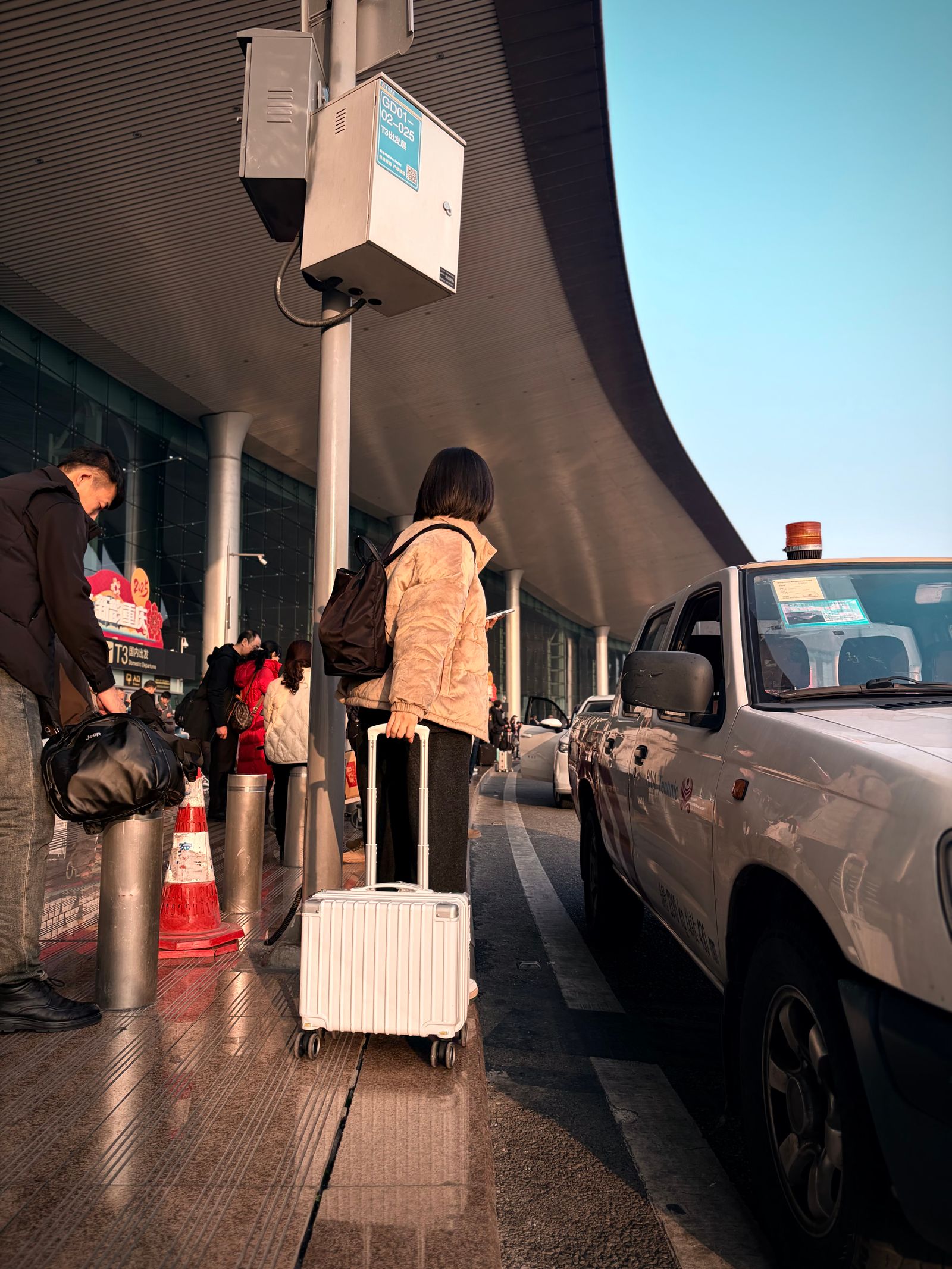 Traveler ready for an airport transfer