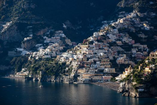 Beautiful Positano with colorful hillside houses on the Amalfi Coast.