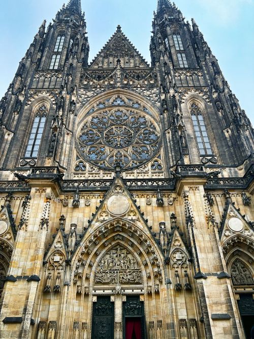 Free Stunning view of Gothic architecture at a European cathedral's facade. Stock Photo