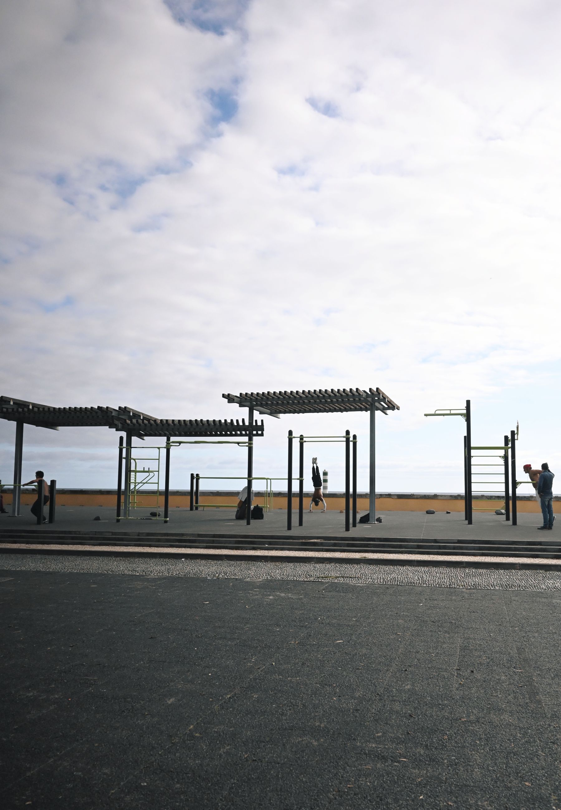 Outdoor calisthenics athletes training together in Jacksonville