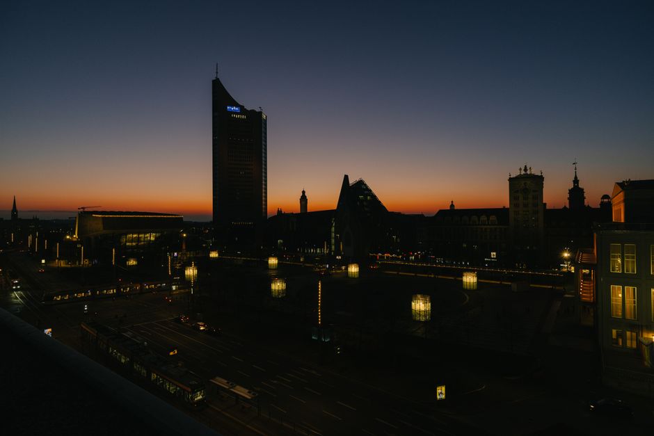 Leipzig in July - Aerial view of dense urban cityscape