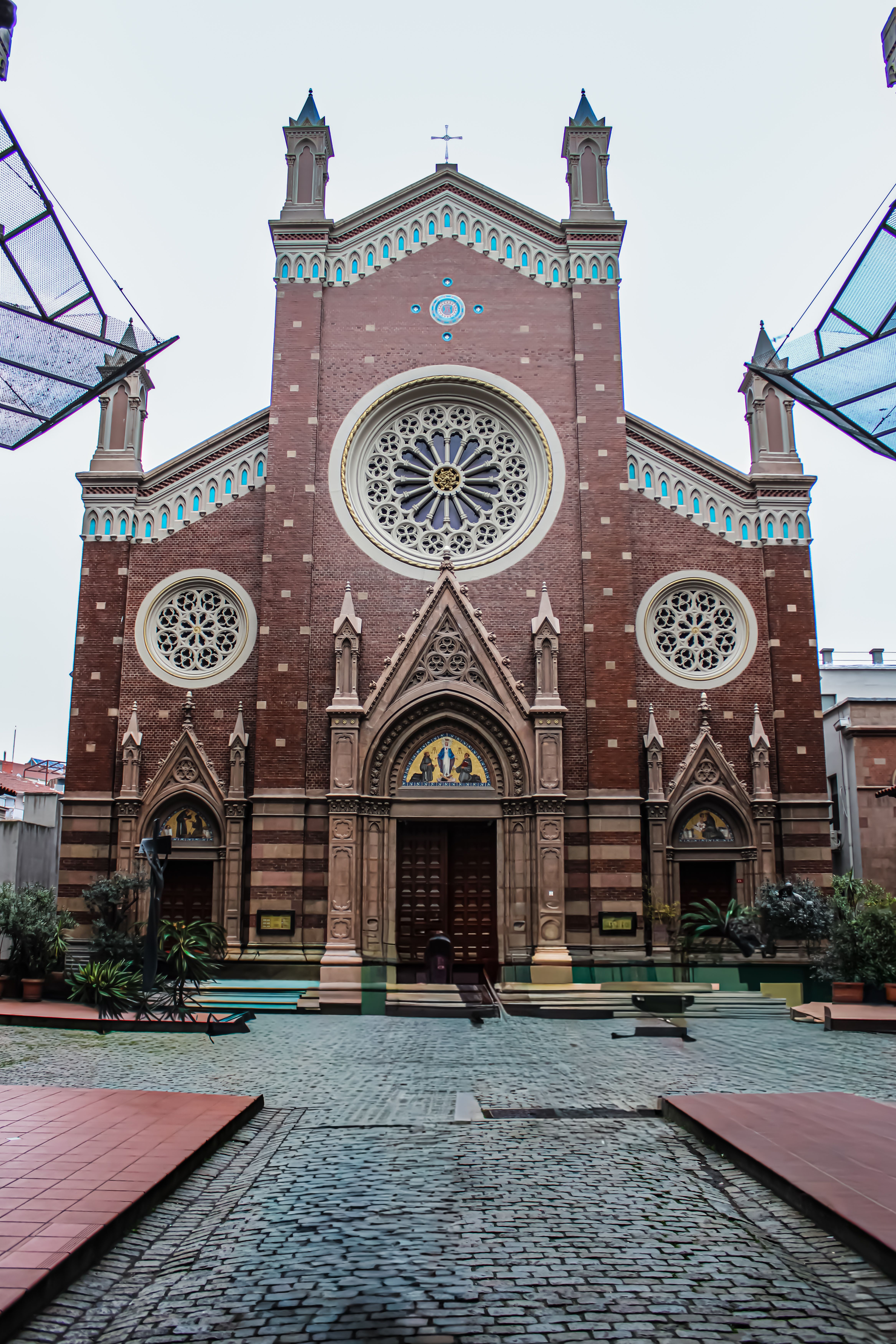 Stunning view of St. Anthony of Padua Church in Istanbul, showcasing intricate Gothic architecture.
