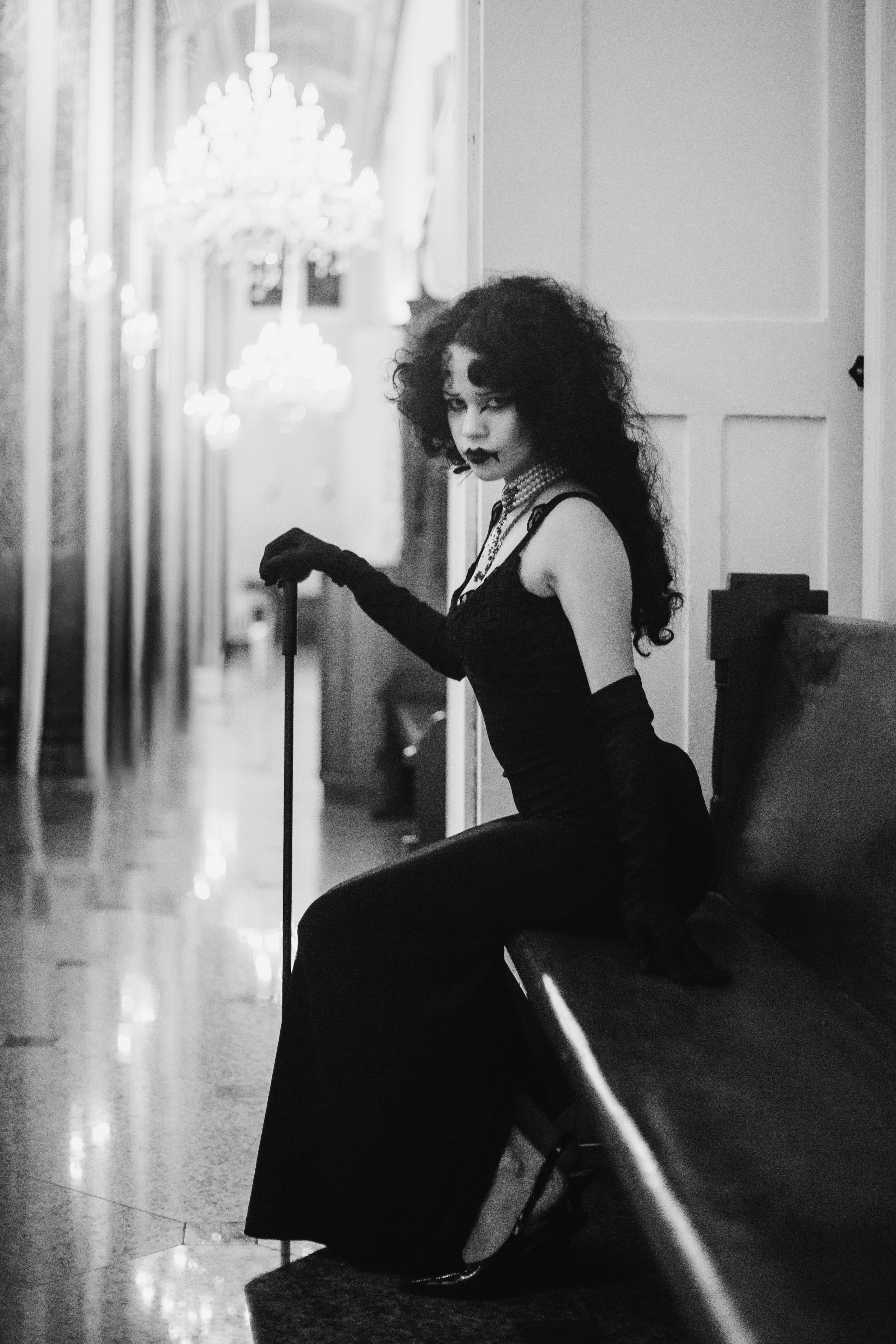 Vintage Glamour Portrait in Elegant Hallway · Free Stock Photo