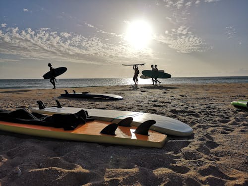 サーフィン, ビーチ, ビーチの夕日の無料の写真素材