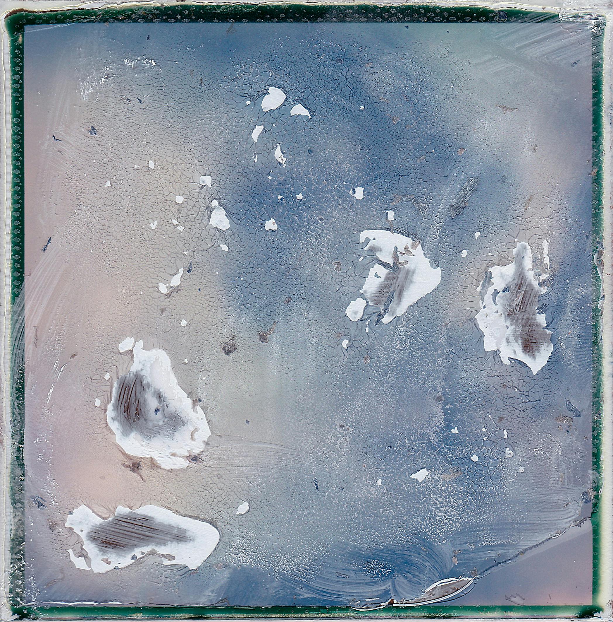 Abstract art showcasing white textures on a blue background with a modern aesthetic.