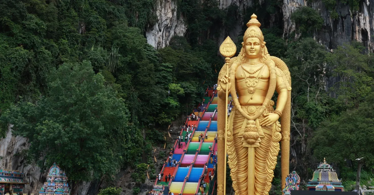 The colourful steps of the Batu Caves in Kuala Lumpur