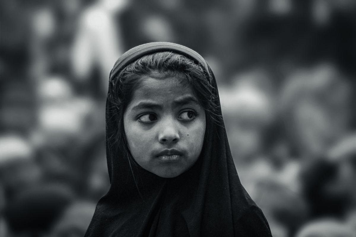 Black and White Portrait of a Young Girl in Hijab · Free Stock Photo